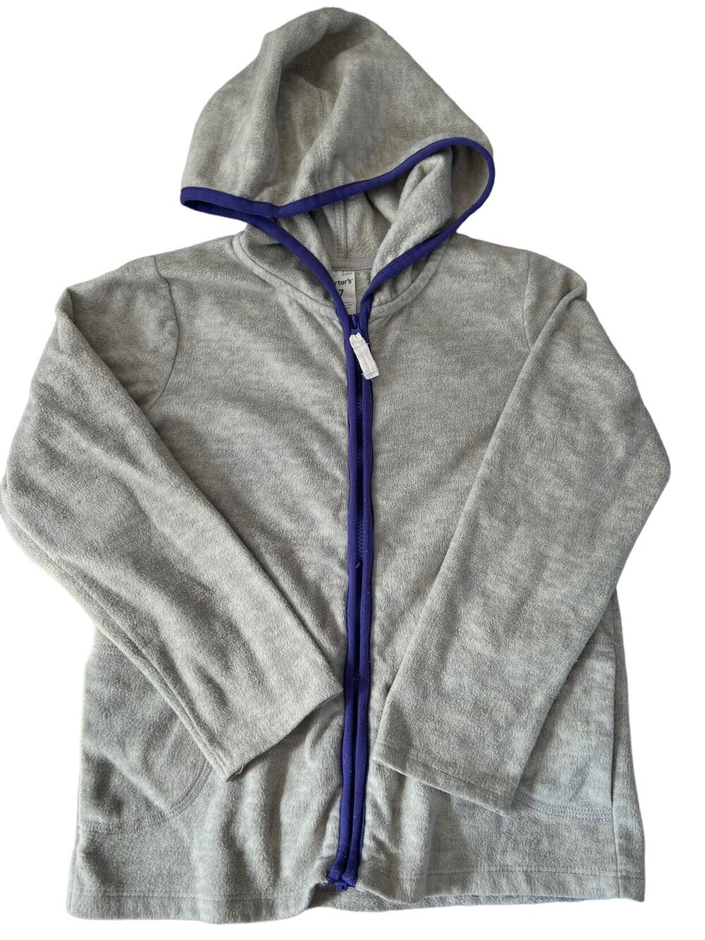Carter's Grey Zipped Hooded Fleece size 7